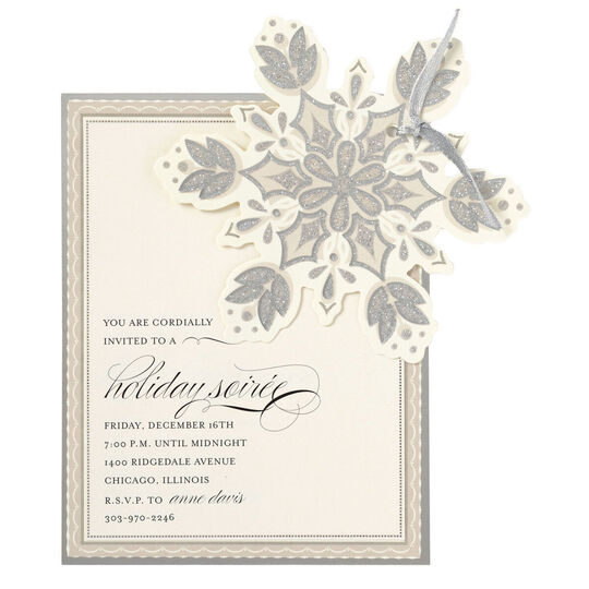 Silver Snowflake Die-cut Invitations